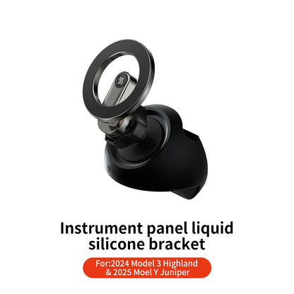 YZ Tesla Model 3 Y Highland Juniper 2025 Stronger Magnetic adjustable Metal Car Phone support silicone base holder