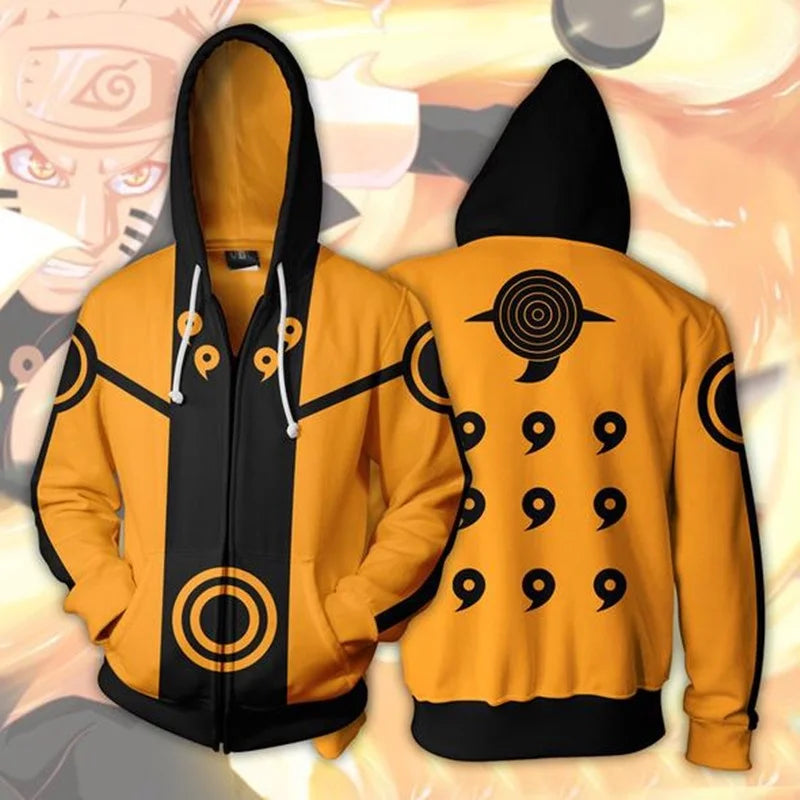 Naruto Zipper Hoodies Akatsuki Sasuke Uzumaki3d Printing Cosplay Hoodies Casual Man Women Japanese Anime Sweatshirts