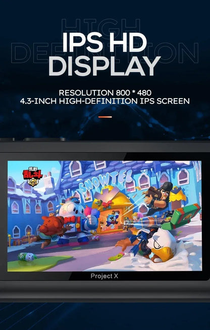 Project X Portable Pocket Video Game Console 4.3” IPS Screen Support PS1 Retro Gaming Dual Speaker Stereo