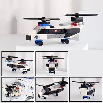 NEW DIY MOC City SWAT Super Police Sports Car Truck Dual-Rotor Helicopter Famous Building Blocks Bricks Kits Classic Model