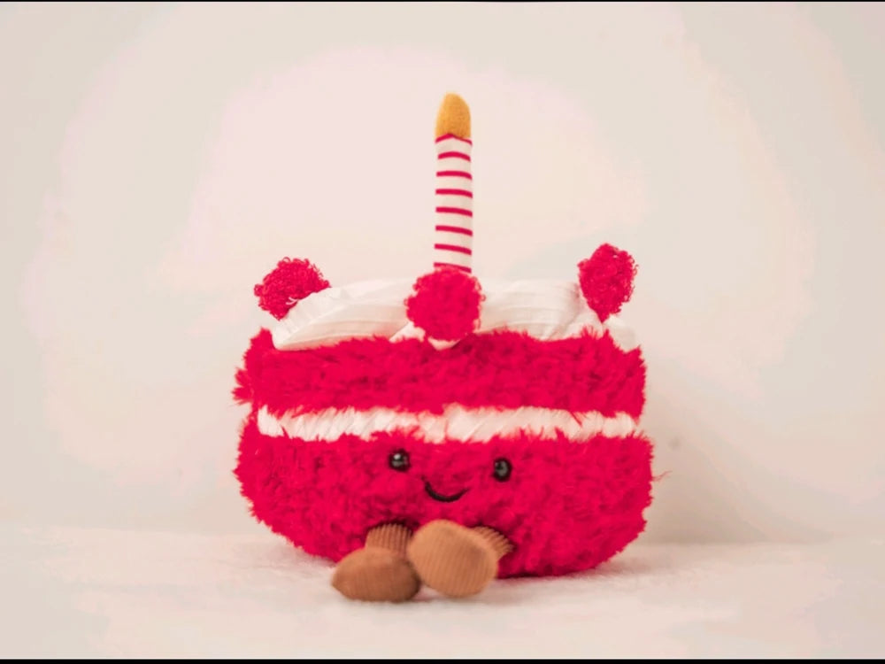 Kawaii Cartoon Hot Cake Plush Doll High Quality Soft Stuffed Fruit Strawberry Wedding Cake Simulation Food Plush Toy Home Decor