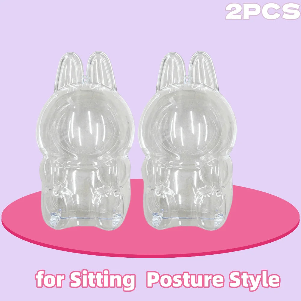 For Labubu Transparent Protective Cover Monster Labubu V2 Sit Party Transparent Protective Shell Monster Toy Storage Case