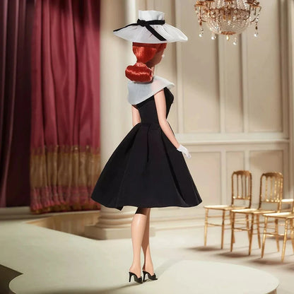 Barbie Signature 1962 After 5 Silkstone Barbie Doll Reproduction Wearing a Black and White Princess Dress Collection Toy HBY14