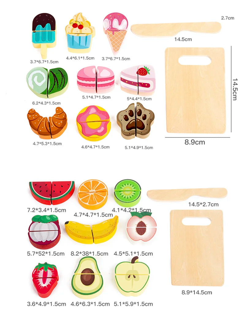 Simulation Kitchen Pretend Toy Wooden Classic Game Educational Toy For Children Kids Gift Cutting Fruit Vegetable Food Set