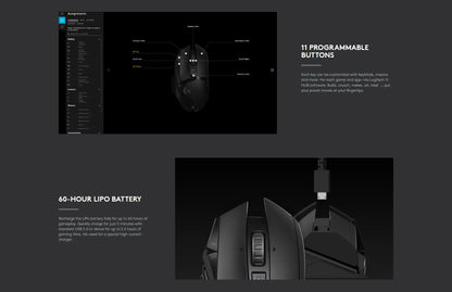 Logitech g502 hero lightpeed mouse para jogos com fio/sem fio 2.4ghz hero 25600dpi rgb adequado para jogadores e-sports mouse