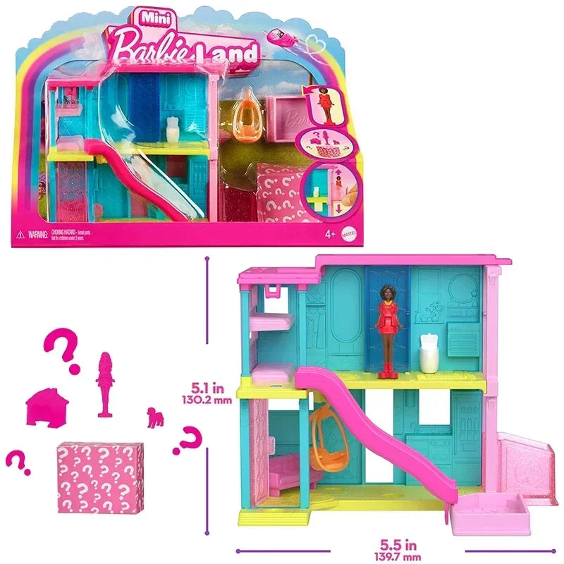 Original Barbie Mini BarbieLand Dolls House Set Furniture Accessories Diy Dreamhouse Toys for Girls Elevator Swimming Pool Scene