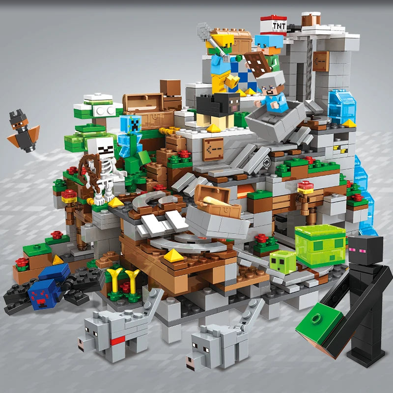 1089pcs My World Building Blocks Set Mechanism Mountain Cave Kids Interactive STEM Educational Toy Creative Gifts for Boys Girls