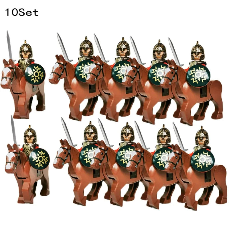 new 10sets Knights Dark Sauron Battle Five Armies with Sword Rohan with horse blocks kids toy