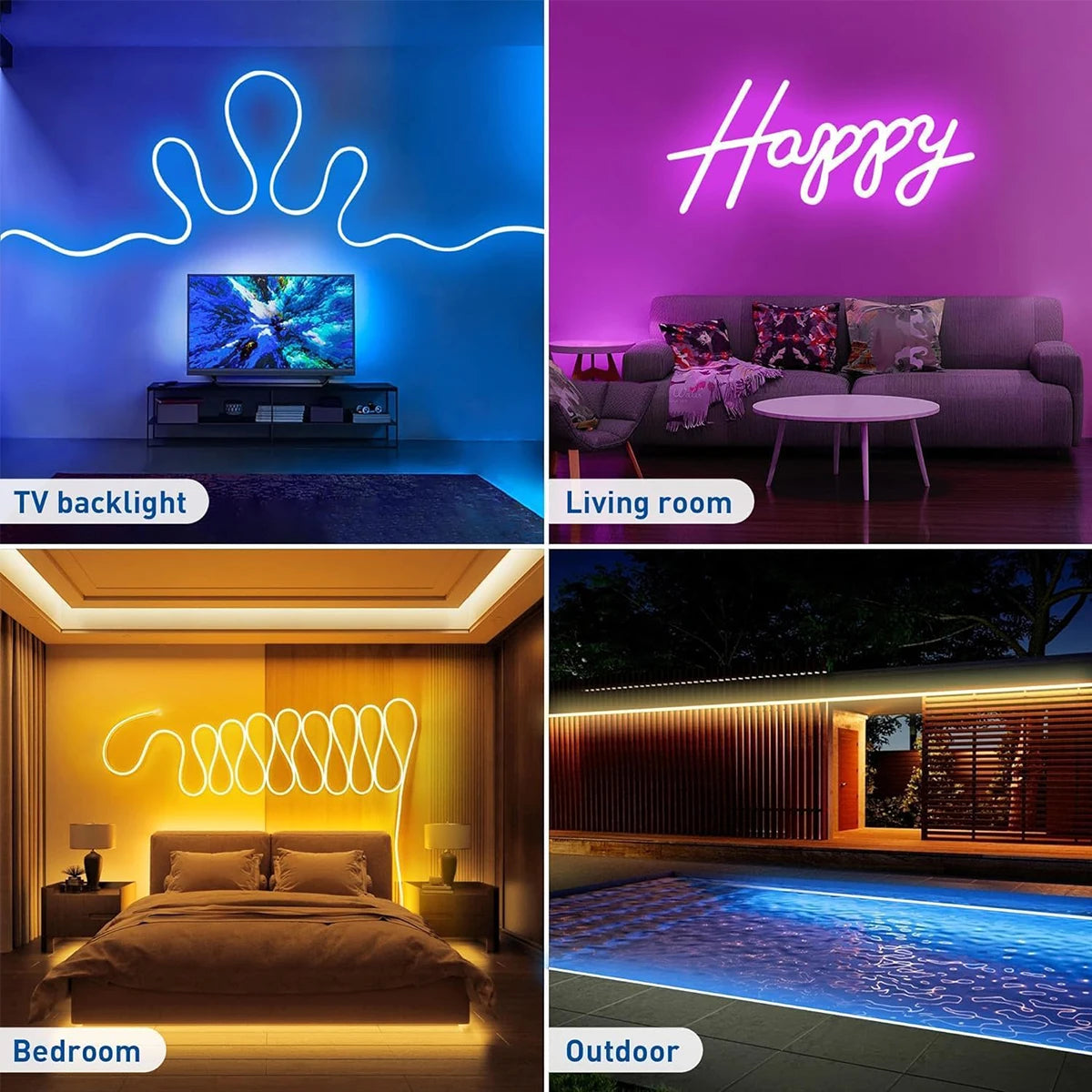 USB RGB Neon LED Strip Lights with Bluetooth Control