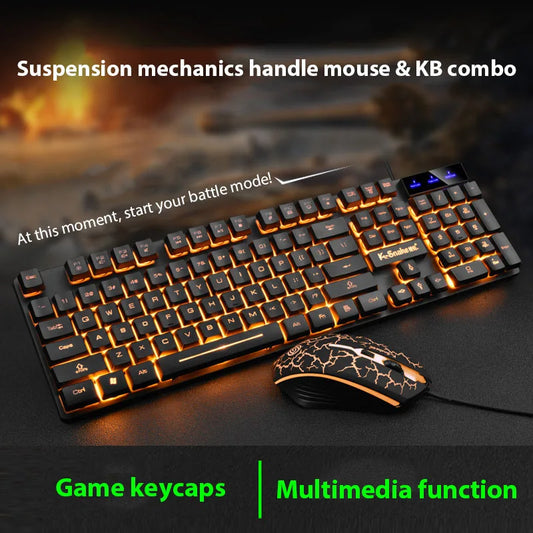 Conjunto de teclado e mouse KM320 teclado retroiluminado de jogo luminoso à prova d'água