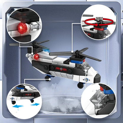 Super Police City Plane Dual-Rotor Helicopter Famous Car SWAT Building Blocks DIY MOC Classic Model Bricks for Children Kits