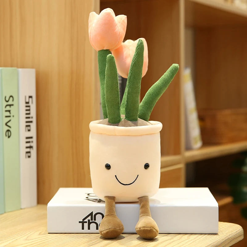 Cartoon Cute Hot Sale Cake Plush Doll Pendant Succulent Flower Tulip Plant Potted Plush Toy Home Decoration Gift For Children