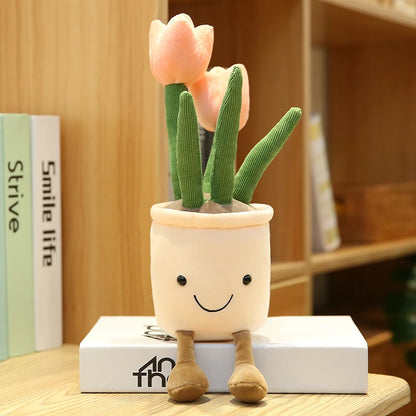 Cartoon Cute Hot Sale Cake Plush Doll Pendant Succulent Flower Tulip Plant Potted Plush Toy Home Decoration Gift For Children