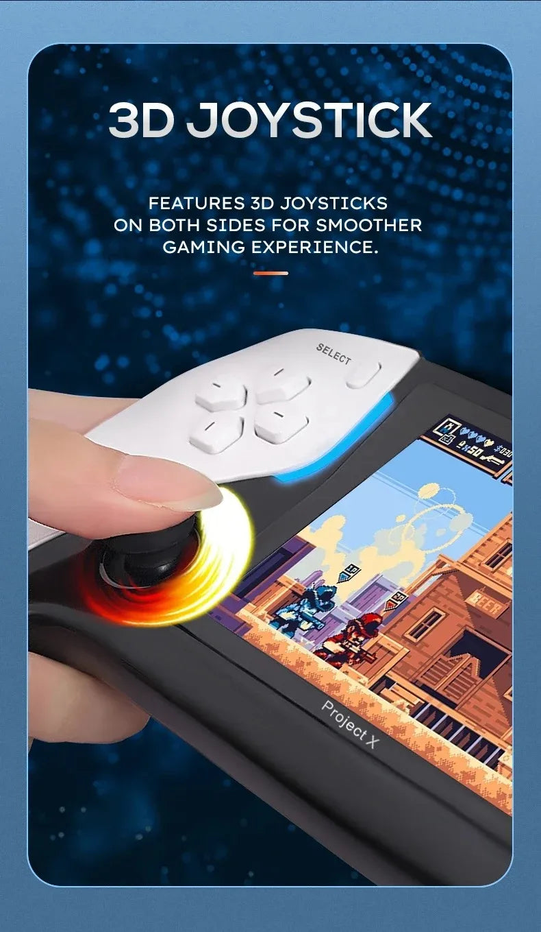 Project X Portable Pocket Video Game Console 4.3” IPS Screen Support PS1 Retro Gaming Dual Speaker Stereo