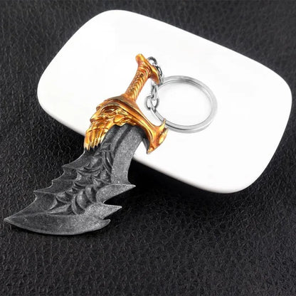 New God of War Ragnarok Keychain Kratos Ares Thor's Hammer Mjolnir Blades of Exile Leviathan Axe Weapon Penant Key Chain Jewelry