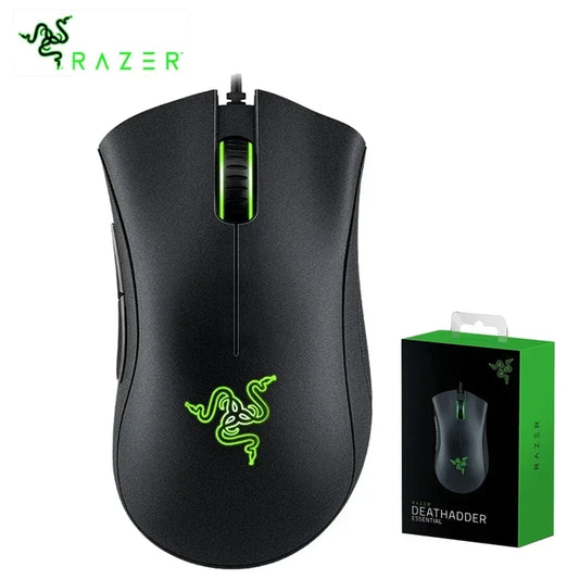 Original razer deathadder essencial wired gaming mouse ratos 6400dpi sensor óptico 5 botões independentes para computador portátil gamer