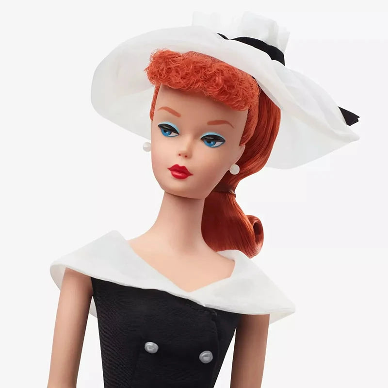 Barbie Signature 1962 After 5 Silkstone Barbie Doll Reproduction Wearing a Black and White Princess Dress Collection Toy HBY14