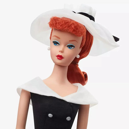 Barbie Signature 1962 After 5 Silkstone Barbie Doll Reproduction Wearing a Black and White Princess Dress Collection Toy HBY14