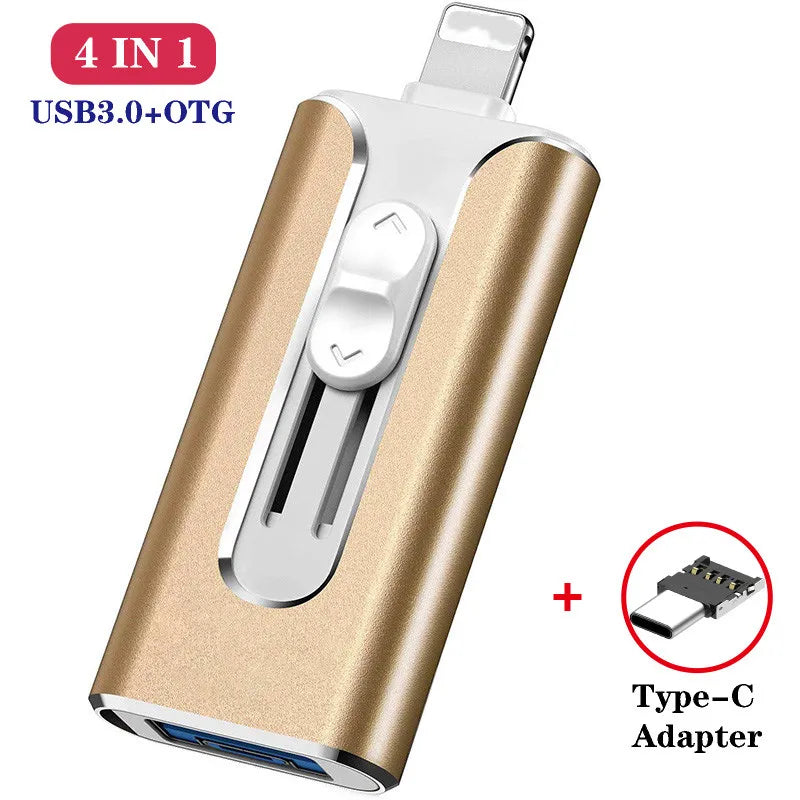 OTG Usb Flash Drive for Phone 256G 512G 128G USB 3.0 Memory Stick External Storage for Phone/Android/Type C/Windows Device4 in 1