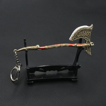 New God of War Ragnarok Keychain Kratos Ares Thor's Hammer Mjolnir Blades of Exile Leviathan Axe Weapon Penant Key Chain Jewelry