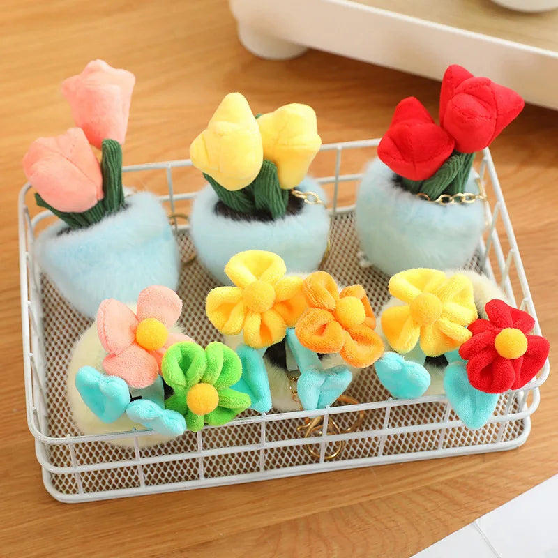 Cartoon Cute Hot Sale Cake Plush Doll Pendant Succulent Flower Tulip Plant Potted Plush Toy Home Decoration Gift For Children