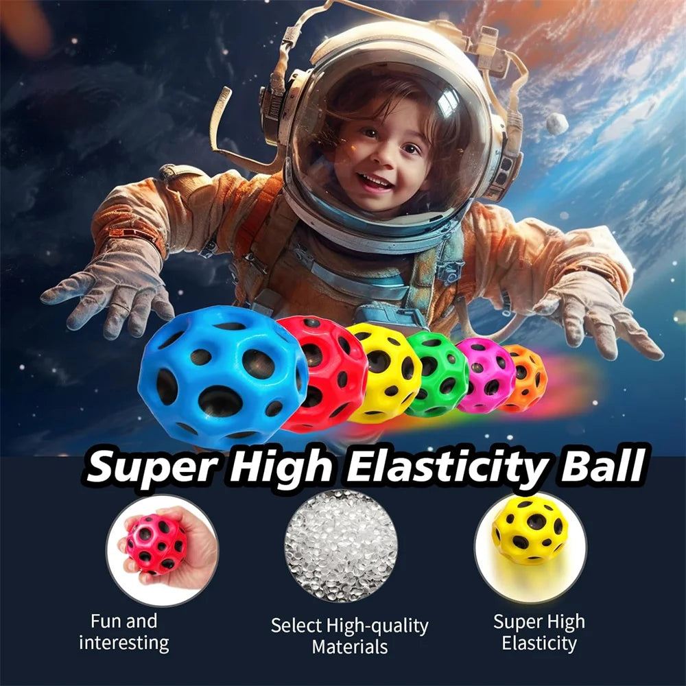 Space Moon Bouncy Balls for Kids Multicolor Spaceballs Super High Bouncing Easy to Grip and Catch Jumping Toy for Stress Relief