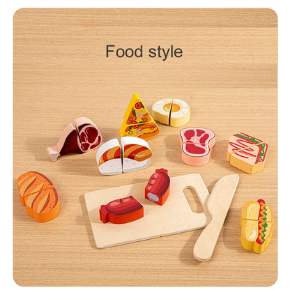 Simulation Kitchen Pretend Toy Wooden Classic Game Educational Toy For Children Kids Gift Cutting Fruit Vegetable Food Set