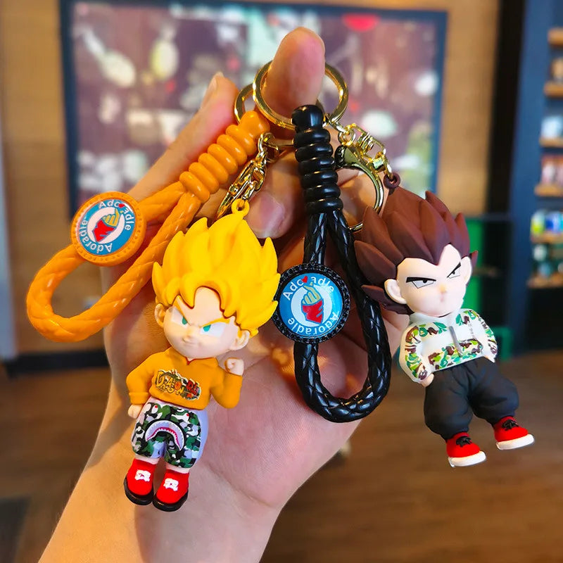 Anime Dragon Ball Keychain Z Super Saiyan Son Goku Bulma Broly Piccolo Majin Buu Series Car Pendant Keyring Kids Toys Gifts