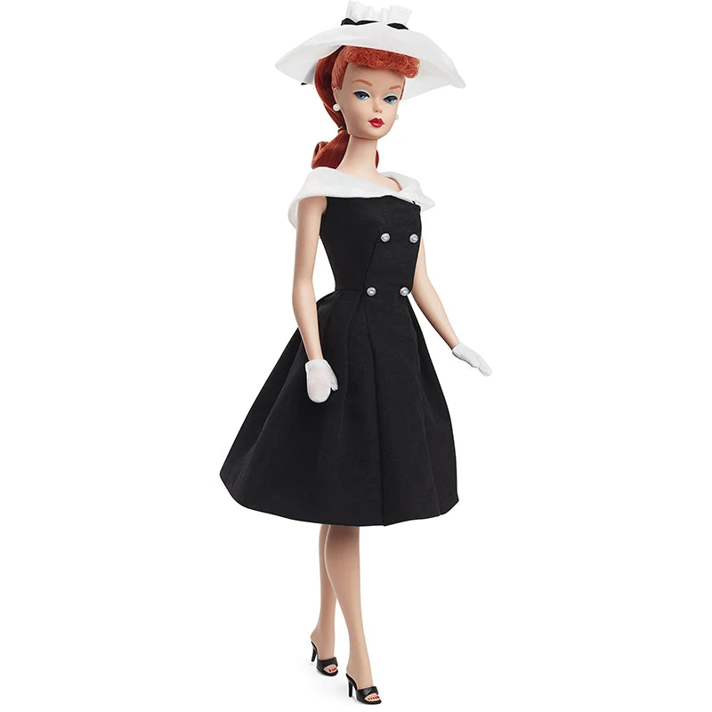 Barbie Signature 1962 After 5 Silkstone Barbie Doll Reproduction Wearing a Black and White Princess Dress Collection Toy HBY14