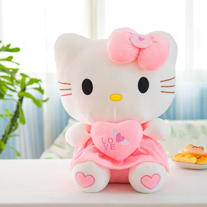 24-55cm Sanrio Hello Kitty Cat Plush Toys Cartoon KT Cat Plushie Doll Soft Stuffed Anime Pillow Birthday Gifts For Kids Girls