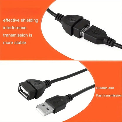 2pcs 3.3ft USB 2.0 A Male to A Female Data Sync Black Charger Extension Cable Cord USB A for PC Laptop Keyboard Extender Cord