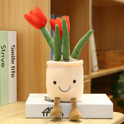 Cartoon Cute Hot Sale Cake Plush Doll Pendant Succulent Flower Tulip Plant Potted Plush Toy Home Decoration Gift For Children