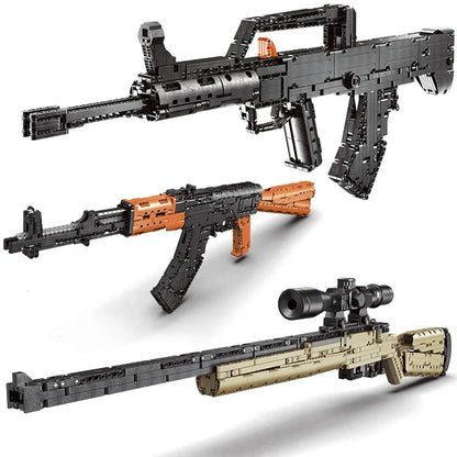 MOC Military AK47 Assault Rifle Gun Model Building Blocks Creative Ideas M24 Sniper Rifle Bricks Toys For Kids Christmas Gifts