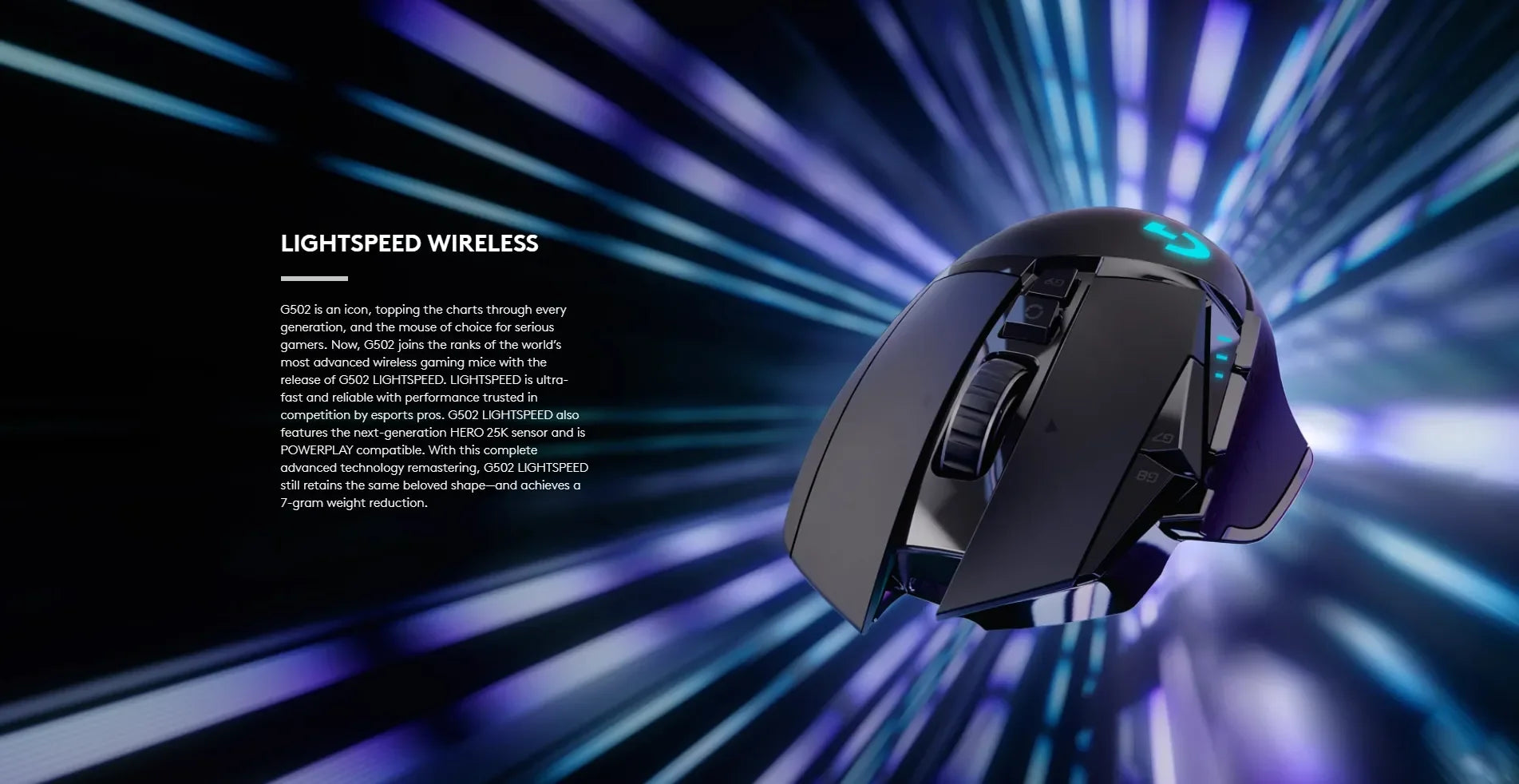 Logitech g502 hero lightpeed mouse para jogos com fio/sem fio 2.4ghz hero 25600dpi rgb adequado para jogadores e-sports mouse