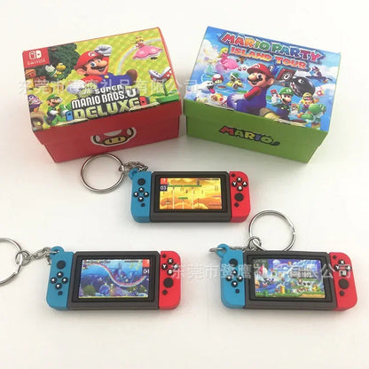 Super Marios Bros Switch Game Console Keychain Toys Children's Schoolbag Car Key Bag Pendant Ring Holder Trinkets Accessory Gift