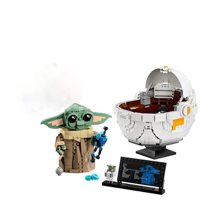 In Stock 1048pcs Cartoon Series Grogu with Hover Pram Model Building Block Ancient Set Assembled Toy Children's Birthday Gift