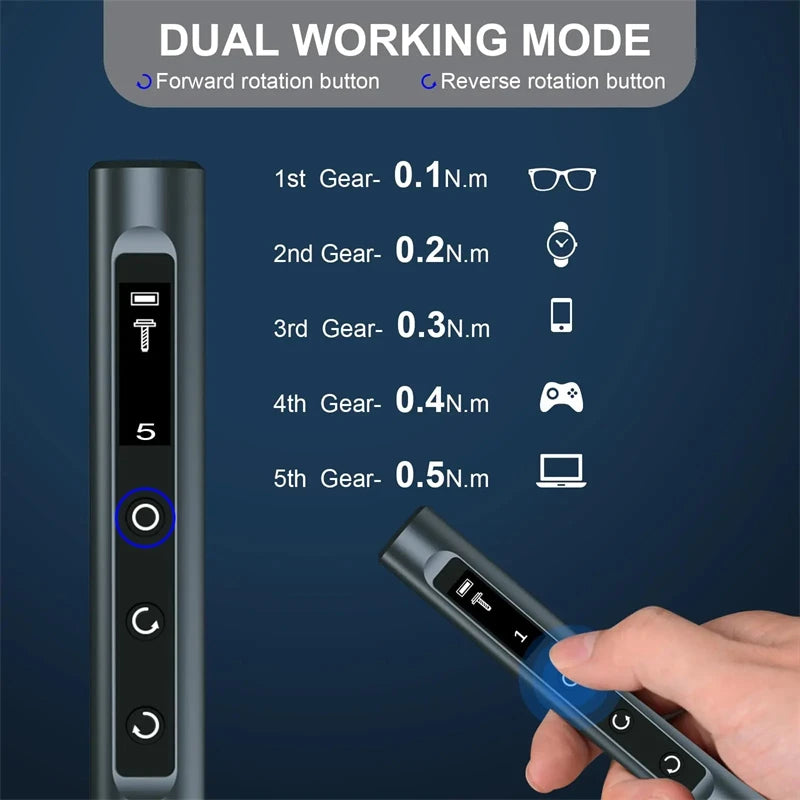 49 in 1 Electric Screwdriver Set Precision Cordless Magnetic Screw Driver with 42 Bits And Display 5 Torque Repair Hand Tool