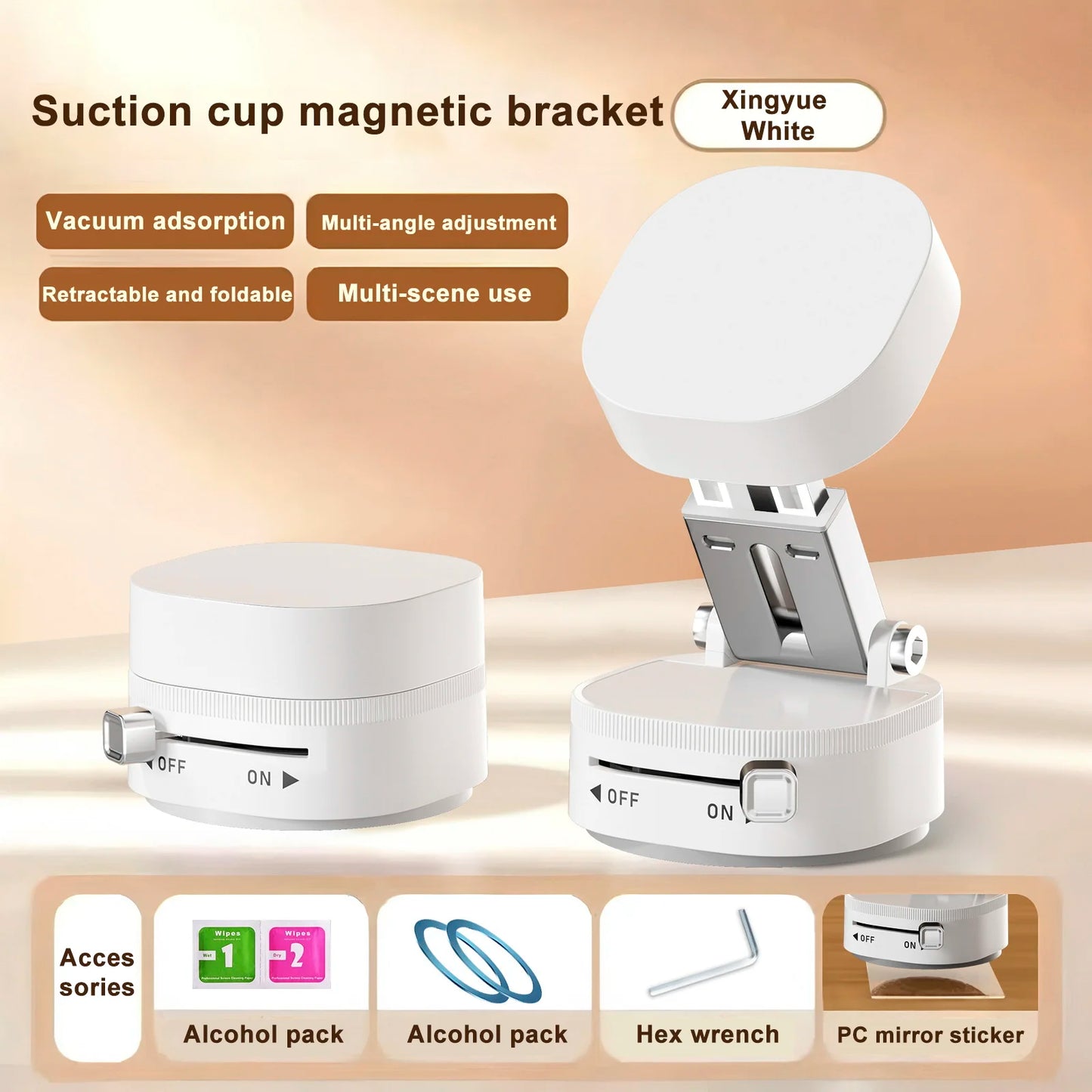 Suction Cup Magnetic Phone Holder Lazy Multi-functional Foldable Storage Holder Vacuum Suction Phone Holder