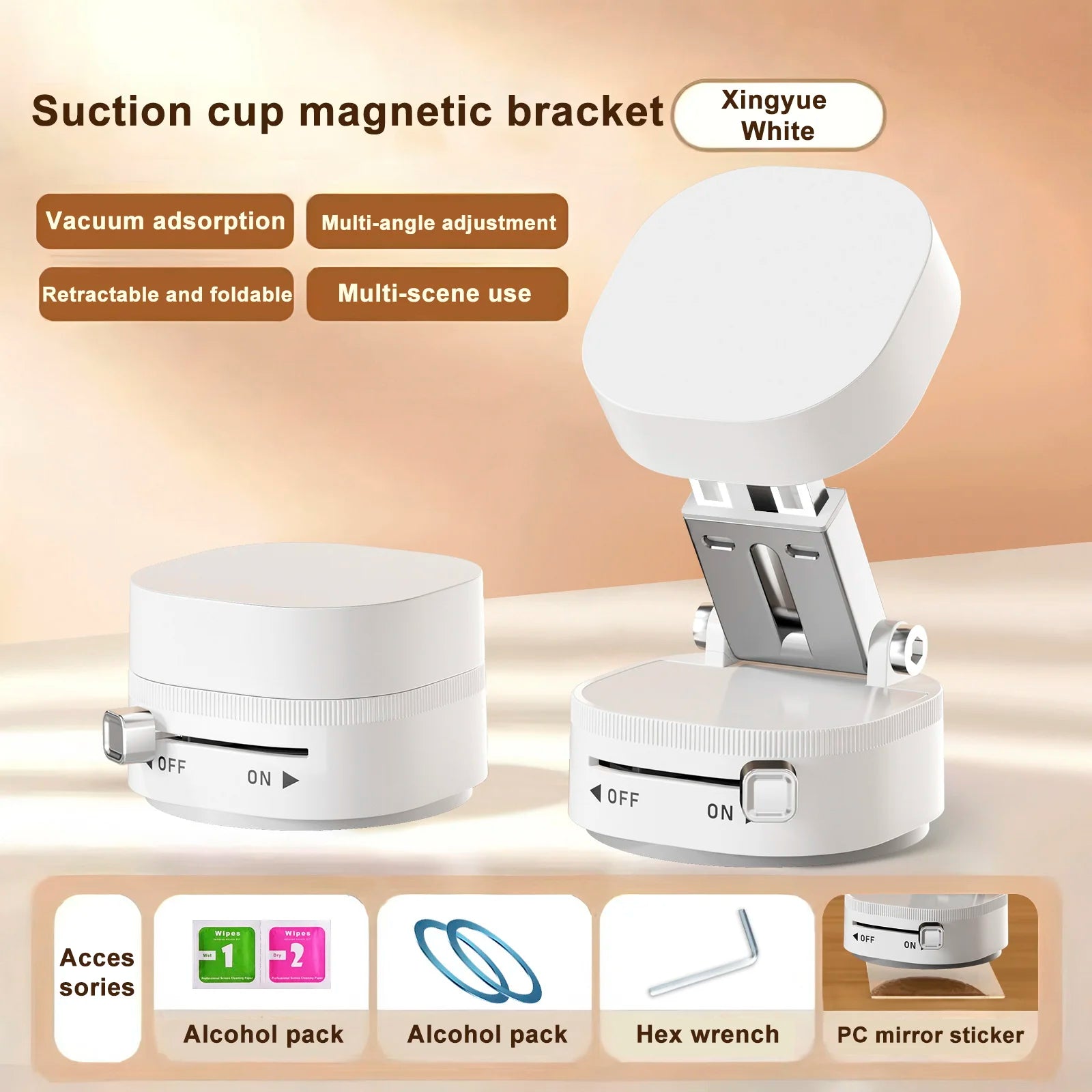 Suction Cup Magnetic Phone Holder Lazy Multi-functional Foldable Storage Holder Vacuum Suction Phone Holder