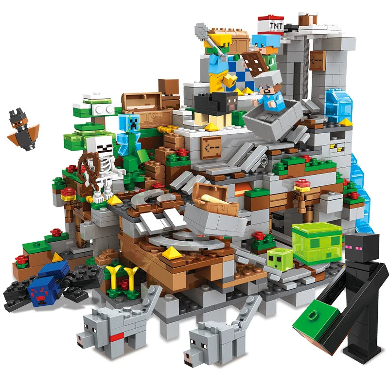 1089pcs My World Building Blocks Set Mechanism Mountain Cave Kids Interactive STEM Educational Toy Creative Gifts for Boys Girls