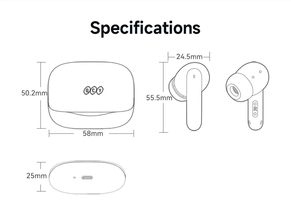 QCY Melobuds N50 ANC Bluetooth 5.4 Wireless Earphones Active Noise Cancellation 6 Mics Clear Call Earbuds Multipoint Connection