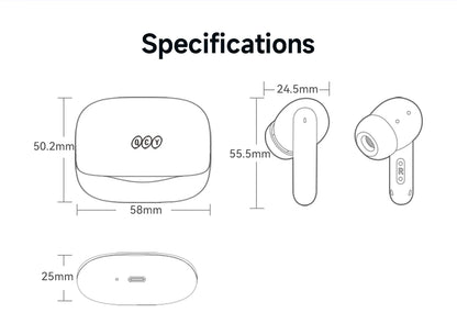 QCY Melobuds N50 ANC Bluetooth 5.4 Wireless Earphones Active Noise Cancellation 6 Mics Clear Call Earbuds Multipoint Connection