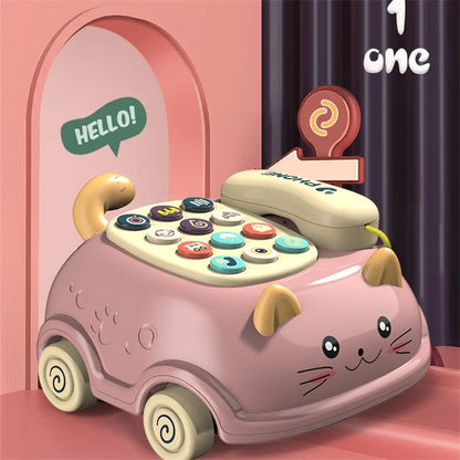 Bebê 3-em-1 brinquedos de telefone musical criança brinquedo de aprendizagem interativo com luzes gato telefone história educação precoce presente montessori
