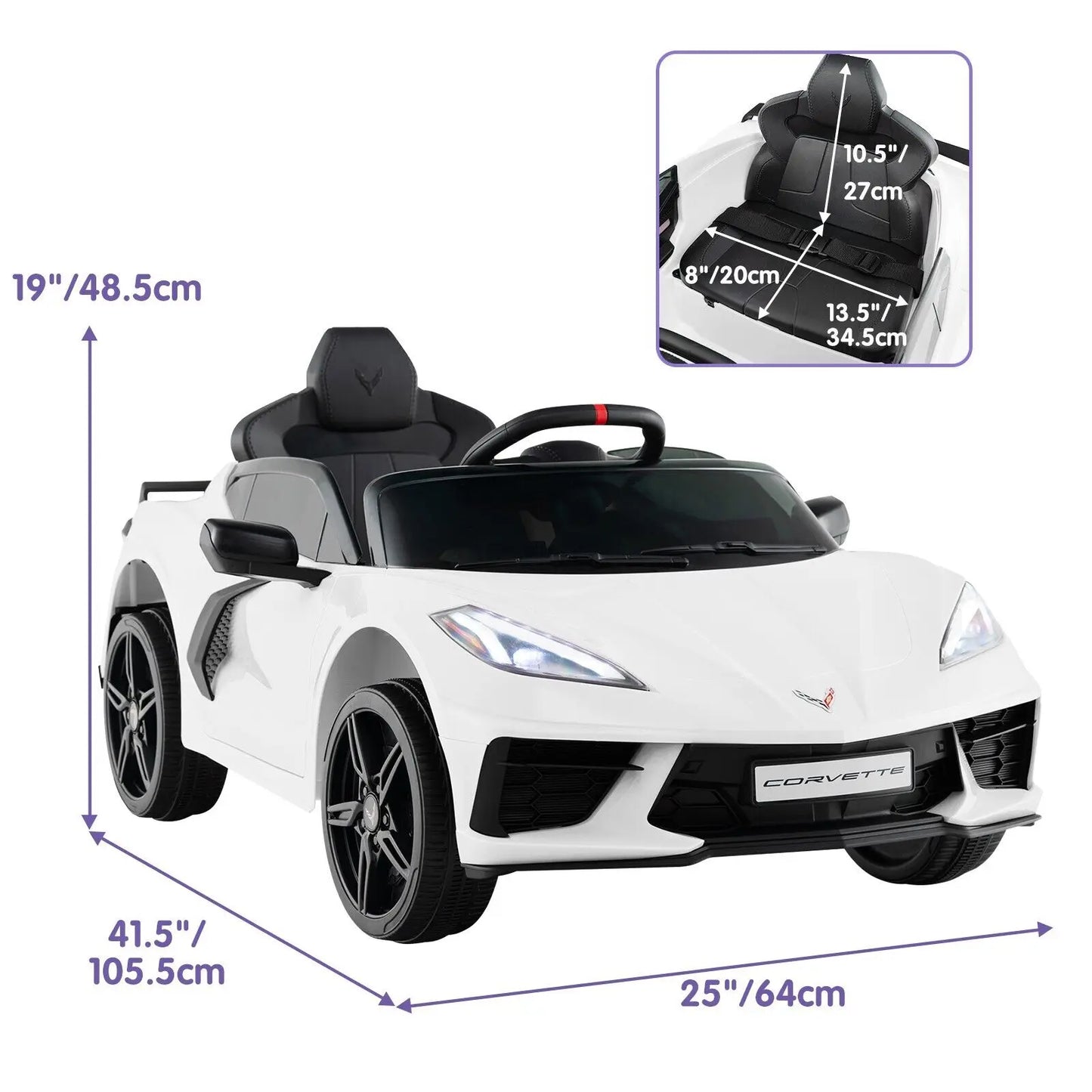 DORTALA 12V Electric Kids Ride On Car Licensed Chevrolet Corvette C8 Toy Car