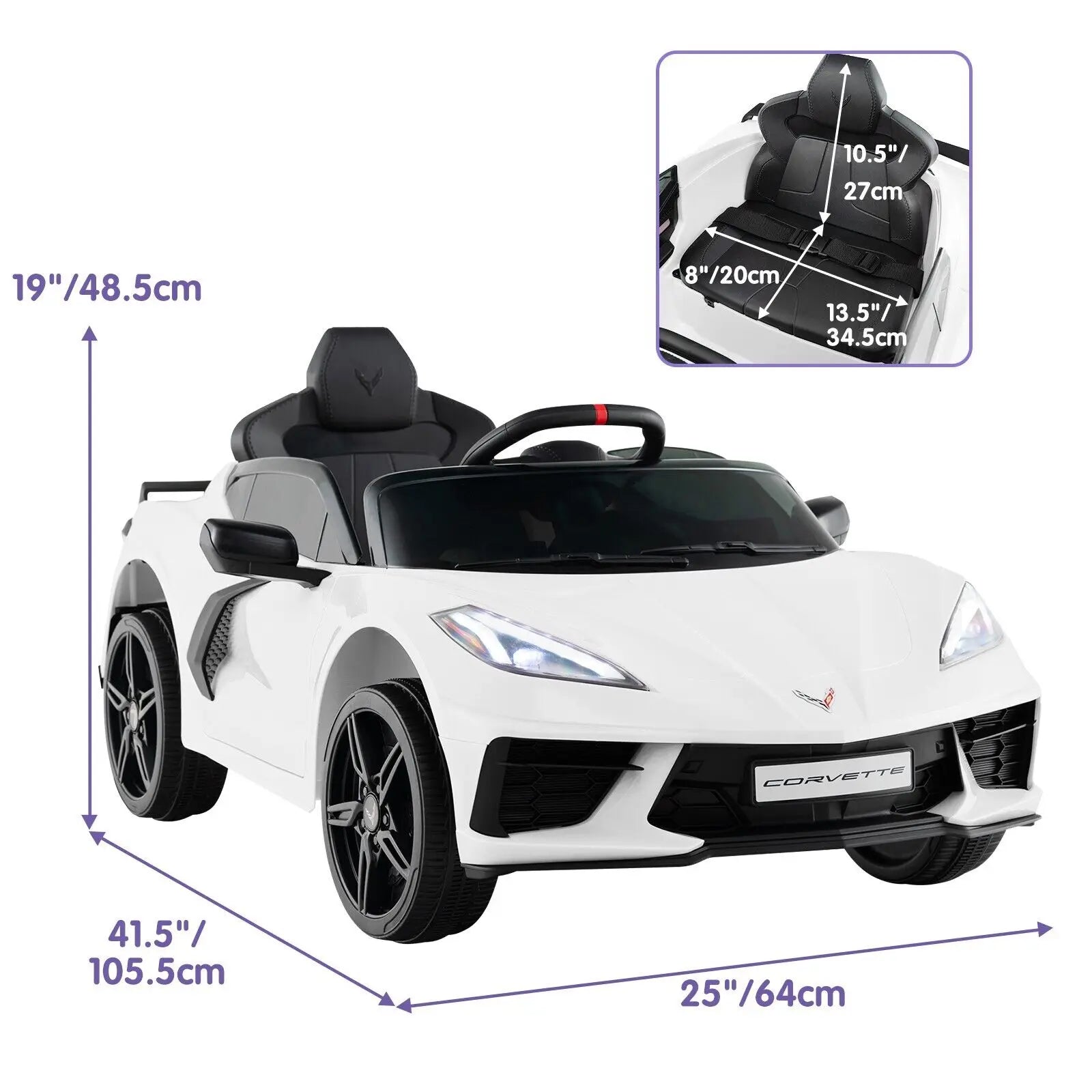 DORTALA 12V Electric Kids Ride On Car Licensed Chevrolet Corvette C8 Toy Car
