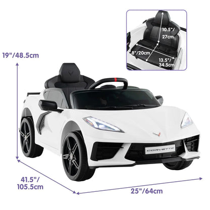 DORTALA 12V Electric Kids Ride On Car Licensed Chevrolet Corvette C8 Toy Car