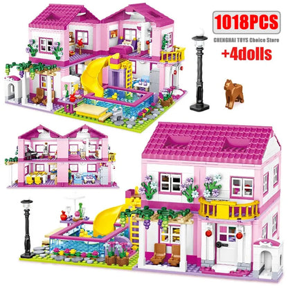 Friends City House Summer Holiday Seaside Villa Apartment MOC Building Blocks Sets Figures DIY Toys for Kid Girls Christmas Gift