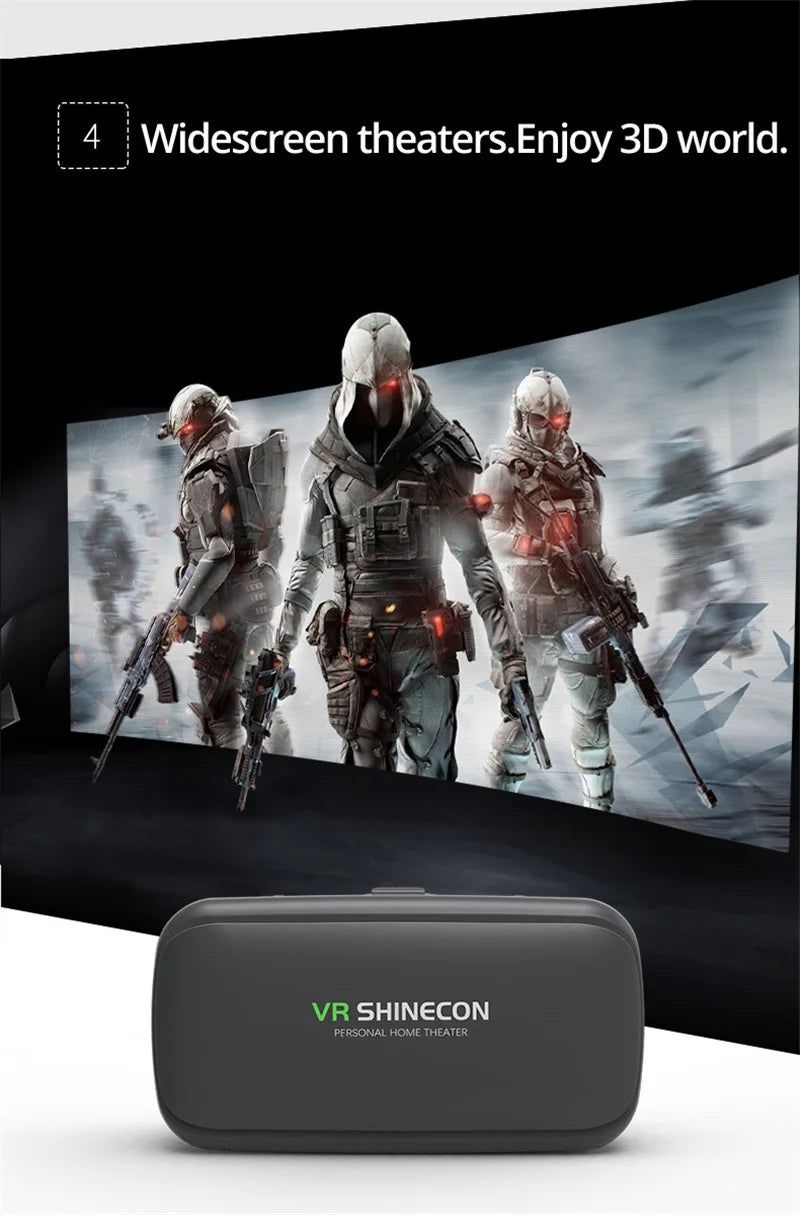 Shinecon VR Glasses 3D Virtual Reality Headset Devices Viar Helmet Goggle Lenses Smart For Phone Cell Smartphone Game Mobile Set