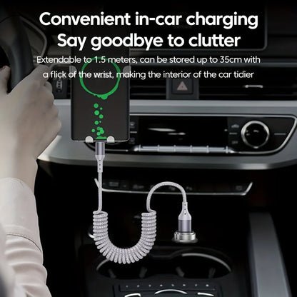 100W USB Type C Spring Car Fast Charging Cable for Samsung Xiaomi Huawei 60W USB C Data Cord for iPhone 15 Huawei USB C Wire