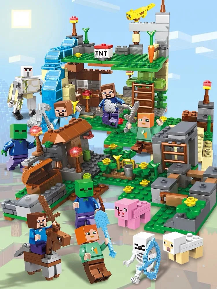 Cartoon Small Farm Village Cave Building Blocks Assembly Enlightenment Education Toys for Children Birthday Christmas Gift